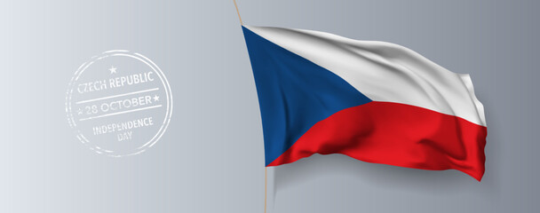 Czech republic happy independence day greeting card, banner with template text vector illustration