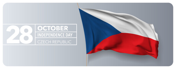 Czech republic happy independence day greeting card, banner vector illustration