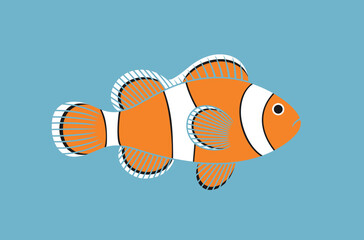 Clown fish logo. Isolated clown fish on white background