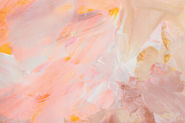 Art modern oil and acrylic smear blot canvas painting wall. Abstract texture gold, beige and pink...