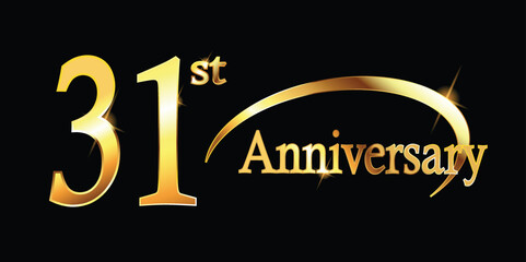 31st Anniversary celebration. Gold Luxury Banner of 31st Anniversary celebration. thirty-first celebration card. Vector anniversary