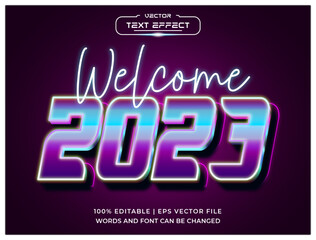 Welcome 2023 3D Editable Text effect text mockup , New Year