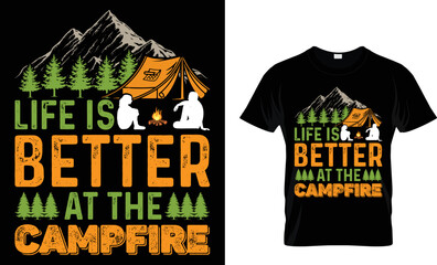 Camping typography t-shirt vector design. Camping typography T-shirt design. Vector illustration.