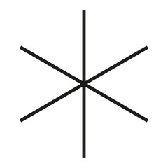 Pie chart, diagram divider. Black line, strokes, divides in sixths, in six, 6, parts. Isolated png illustration, transparent background for overlay, montage, presentation. Business concept.