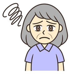 senior woman with troubled face