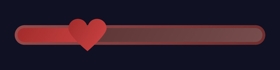 Red slider in the form of a heart. Vector