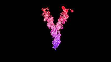 fancy glamour gems font, red and rose letter Y, isolated - object 3D rendering
