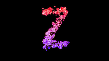 fancy luxury diamonds alphabet, red and pink letter Z, isolated - object 3D rendering