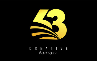 Golden Creative number 63 6 3 logo with leading lines and road concept design. Letter with geometric design. Vector Illustration with number and creative cuts.