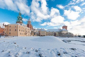 Royal Wawel Castle view on winter time