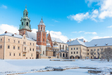 Royal Wawel Castle view on winter time