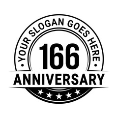 166 years anniversary logo design template. Vector illustration