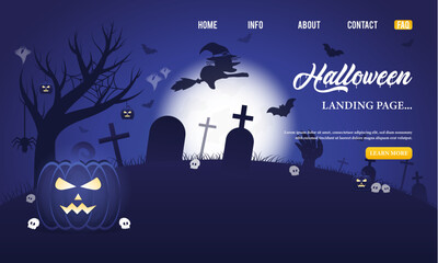 Halloween Sale banner illustration with pumpkins, cemetery and flying bats on orange background. Vector Holiday design template with typography lettering for offer, coupon, celebration banner, voucher
