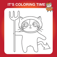 Educational printable coloring worksheet. Cute Halloween illustration. Vector outline for coloring page.