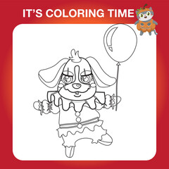 Educational printable coloring worksheet. Cute Halloween illustration. Vector outline for coloring page.