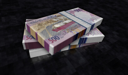 Qatar Riyal money banknotes pack 3d illustration