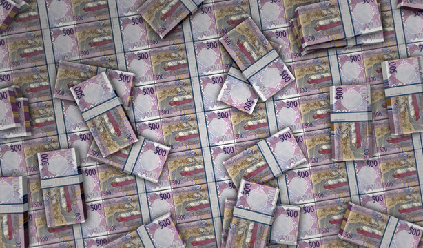 Qatar Riyal money banknotes pack 3d illustration