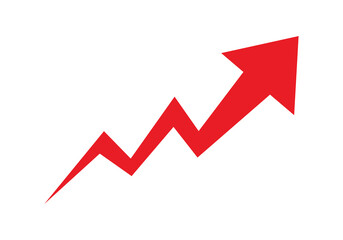  Growing business red arrow on white, Profit red arrow, Vector illustration.Business concept, growing chart. Concept of sales symbol icon with arrow moving up. Economic Arrow With Growing Trend.