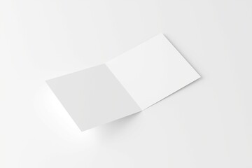 Square Folded Invitation Card With Envelope White Blank 3D Rendering Mockup