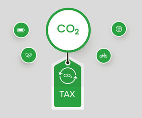 Carbon tax price label badge of co2 emissions compensation icon illustration