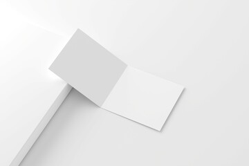 Square Folded Invitation Card With Envelope White Blank 3D Rendering Mockup