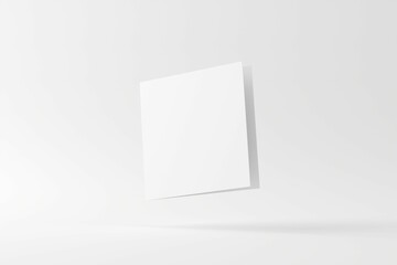 Square Folded Invitation Card With Envelope White Blank 3D Rendering Mockup