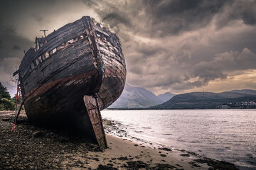 Corpach Shipwreck near Fort william in the Scottish Highlands - obrazy, fototapety, plakaty