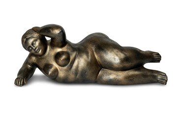 Pequena estátua de artesanato no estilo Botero, da Colombia. Figura de mulher gorda.