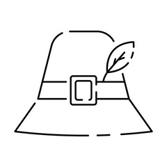 Minimal thanksgiving holiday line icons celebrating family and American heritage with items. Autumn and cap or hat