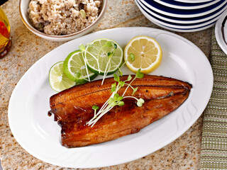 Grilled Fish Fillet with Teriyaki Sauce.