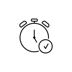 Alarm clock ticked, black on white background, isolated EPS vector illustration.