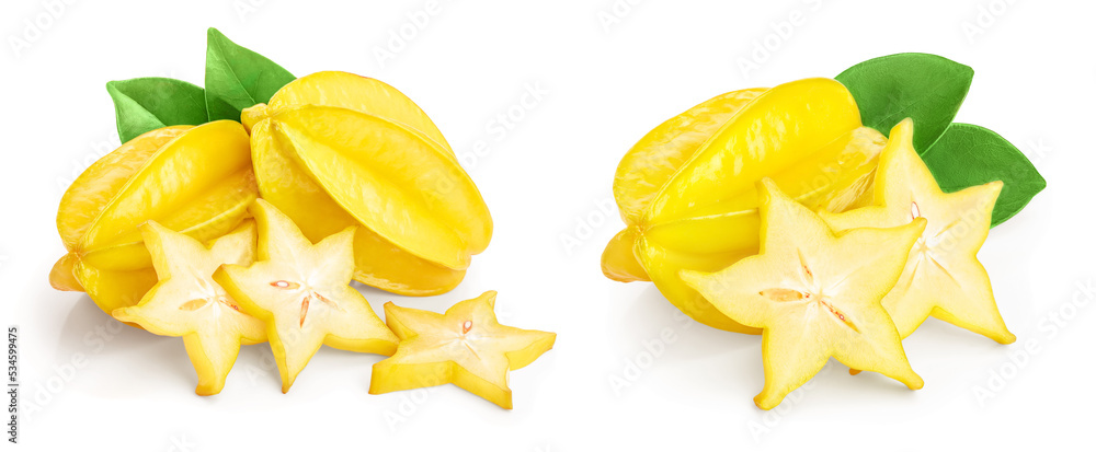 Wall mural carambola or star-fruit isolated on white background - Wall murals