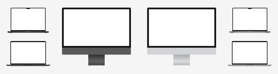 Computer monitor. Screen mockup. Realistic computer. Monitor device mockup. Monitor mock-up. Realistic computer. Vector illustration