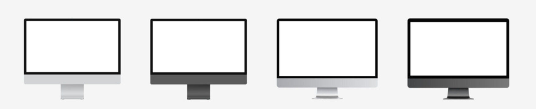 Screen mockup. Realistic computer. Apple iMac device mockup. Apple iMac monoblock monitor mock-up. Realistic computer with empty screen. Vector illustration