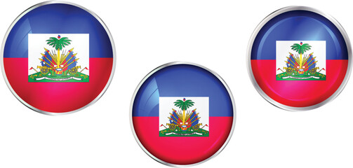 Round national flag pin of Haiti.Circular vector flag of Haiti.