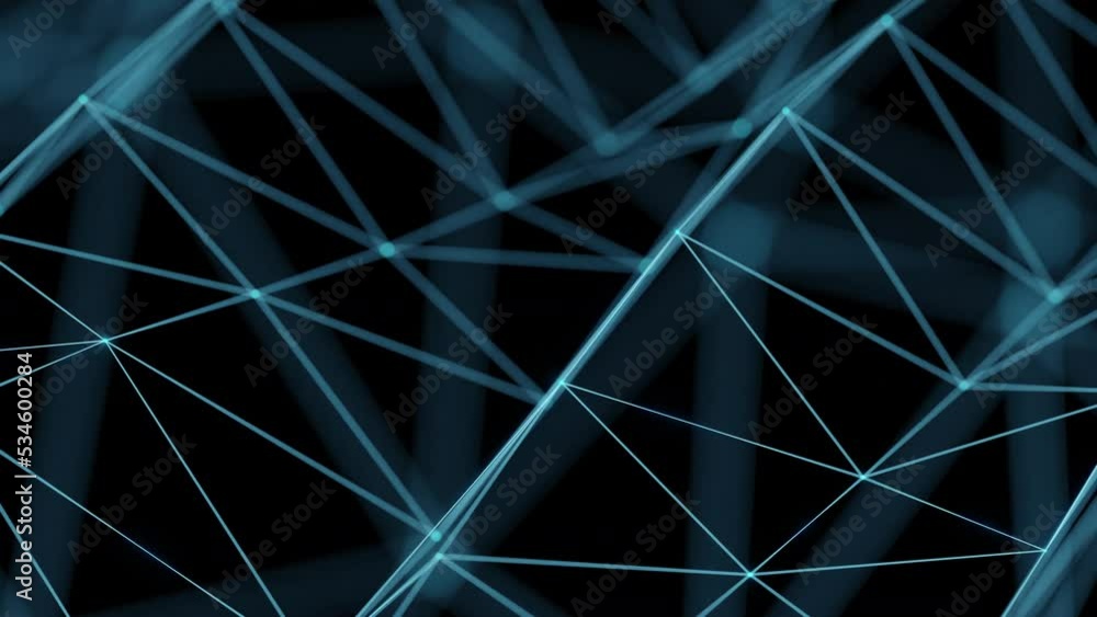 Poster abstract digital background. moving light blue dots connected by blue lines. seamless loop 4k animat