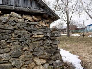 old stone barn in the village