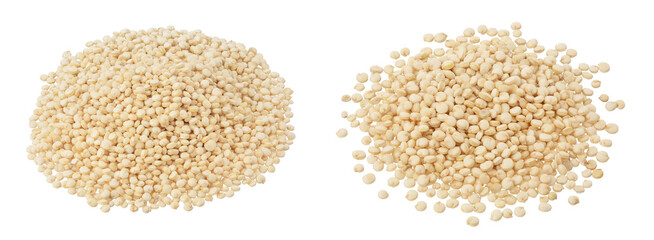 white quinoa seeds isolated on white background with full depth of field.