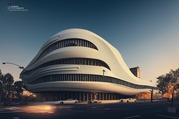 Obraz premium Office building at sunset