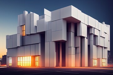Office building at sunset
