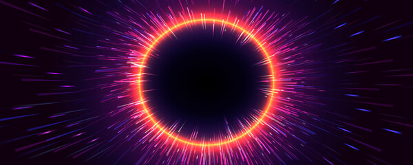 Abstract Starburst dynamic motion lines circular geometric background.