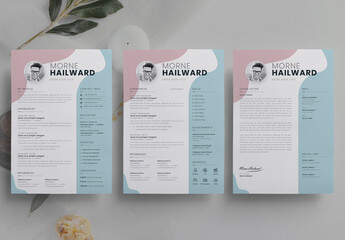 Creative Resume Set with Cover Letter Layouts Multicolored Accents