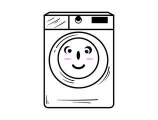 Kawaii or Doodle Collection, Home Appliances decorated with Facial Expression Emoticons