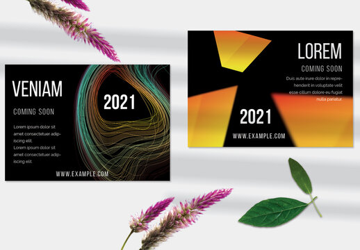 Flyer Layouts with Abstract Motion Blur and Glowing Shape