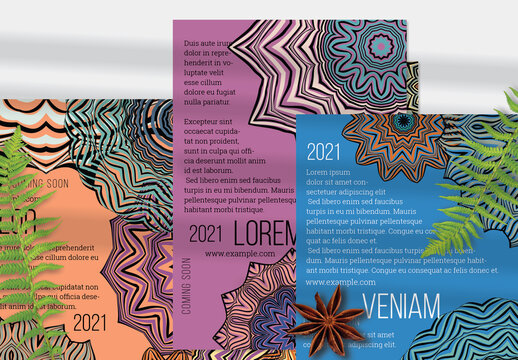 Flyer Layouts with Mandala and Ethnic Tribal Lace Flower Elements