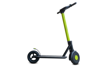 City bike, urban kick electric scooter isolated on white backgro