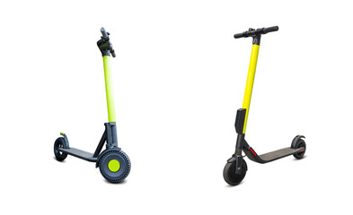 Kick electric city bike, lime urban scooter. Street motorcycle transport for business rider....