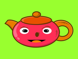 Kawaii or Doodle Collection, Home Appliances decorated with Facial Expression Emoticons