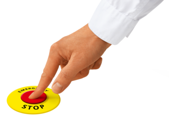 Gesture series: man presses the emergency switch.