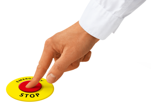 Gesture series: man presses the emergency switch.